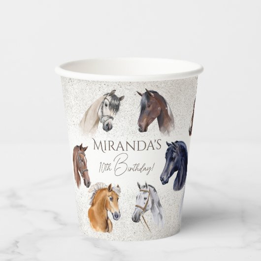 Paarden hippische elegante verjaardagsfeest papieren bekers (Voorkant)
