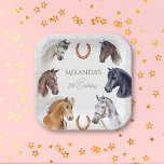 Paarden hippische elegante verjaardagsfeest papieren bordje<br><div class="desc">Paardenthema verjaardagsfeestje servies borden paardenelegante verjaardagsfeestjes,  mooie waterverf handgeschilderde paardenportretten voor let's horse around horse themafeest</div>