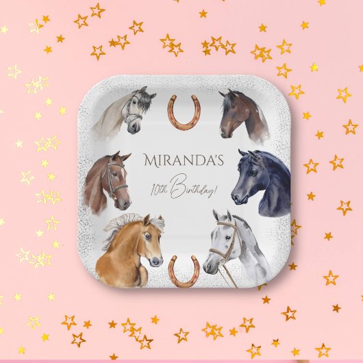 Paarden hippische elegante verjaardagsfeest papieren bordje