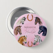Paarden hippische elegante verjaardagsfeestgunsten ronde button 7,6 cm (Voorkant /achterkant)