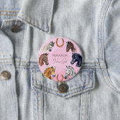 Paarden hippische elegante verjaardagsfeestgunsten ronde button 7,6 cm (In situ)