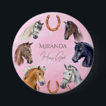 Paarden hippische elegante verjaardagsfeestgunsten ronde button 7,6 cm<br><div class="desc">Paardenthema verjaardagsfeestje begunstigt paarden hippische elegante verjaardagsfeestgeschenken - gepersonaliseerde knop,  mooie waterverf handgeschilderde paardenportretten voor let's horse around horse themafeest,  kunt u voor elk kind een speciaal verjaardagsgeschenk personaliseren.</div>