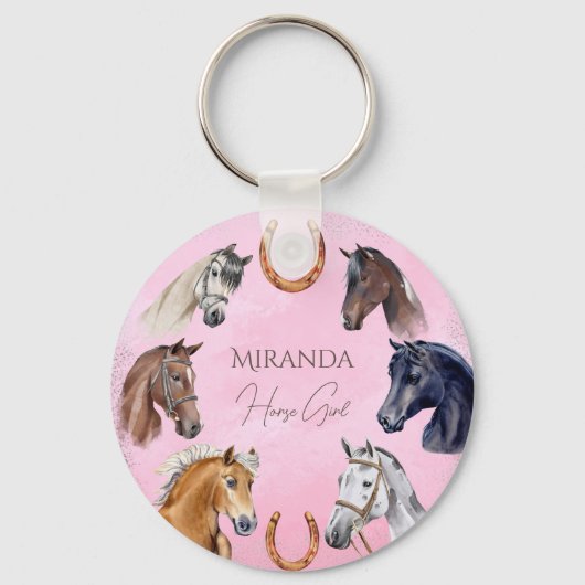 Paarden hippische elegante verjaardagsfeestgunsten sleutelhanger (Voorkant)