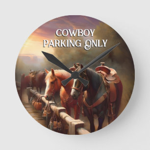 Paarden Hitched "Cowboy Parking" Ronde Klok