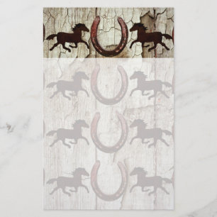 Paarden Hoefijzers op Barn Wood Cowboy Gifts Briefpapier