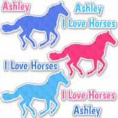 Paarden "I Love Horses" Eigen naam VinylStickers Sticker (Voorkant)