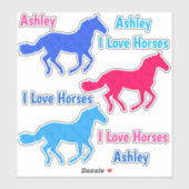 Paarden "I Love Horses" Eigen naam VinylStickers Sticker (Vel)