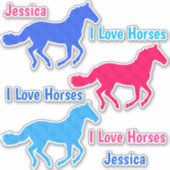 Paarden "I Love Horses" Eigen naam VinylStickers Sticker (Voorkant)