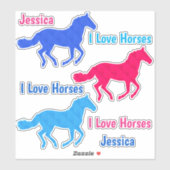 Paarden "I Love Horses" Eigen naam VinylStickers Sticker (Vel)