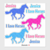 Paarden "I Love Horses" Eigen naam VinylStickers Sticker (Vel)
