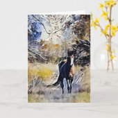 Paarden Impressionist Art 5 Art Note Kaart (Gele Bloem)