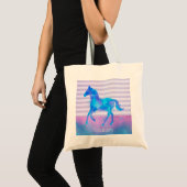 Paarden in Blauwe en Paarse Waterverf Persoonlijk Tote Bag (Voorkant (product))