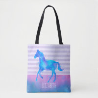 Paarden in Blauwe en Paarse Waterverf Persoonlijk