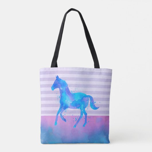 Paarden in Blauwe en Paarse Waterverf Persoonlijk Tote Bag (Achterkant)