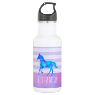 Paarden in Blauwe en Paarse Waterverf Persoonlijk Waterfles