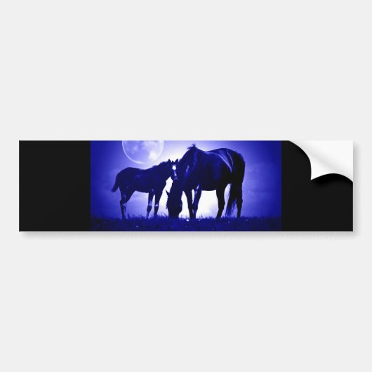 Paarden in Blue Night Bumpersticker (Voorkant)