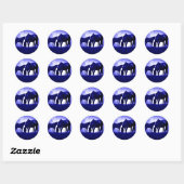 Paarden in Blue Night Ronde Sticker (Vel)