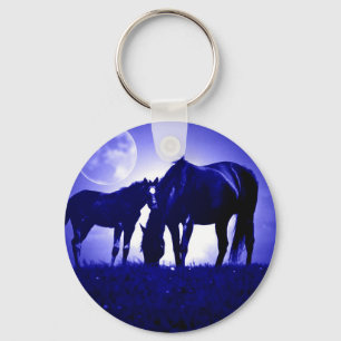 Paarden in Blue Night Sleutelhanger