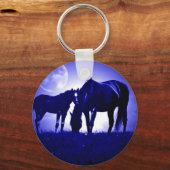 Paarden in Blue Night Sleutelhanger (Voorkant)