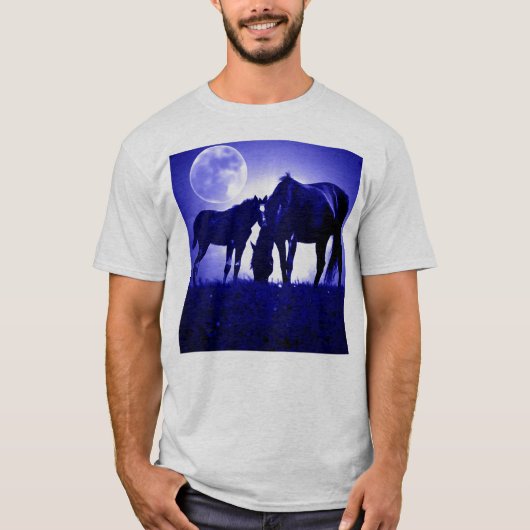 Paarden in Blue Night T-shirt (Voorkant)