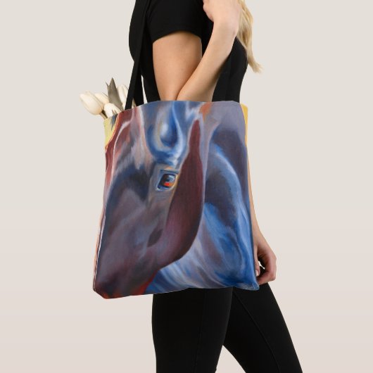 Paarden in Blues Modern Equestrian Horse Lovers Ar Tote Bag (Dichtbij)
