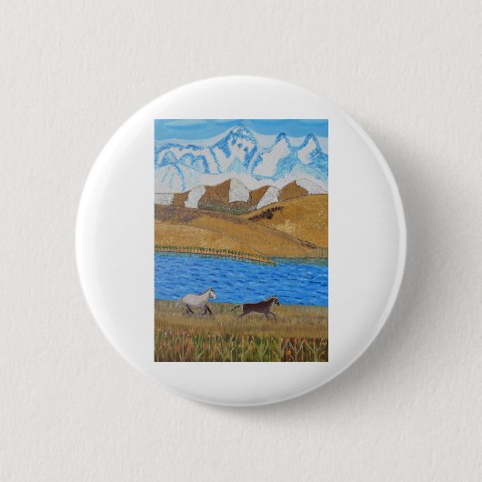 Paarden in de bergen ronde button 5,7 cm (Voorkant)