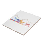 Paarden in de geverfde woestijn tegeltje (Zijkant)