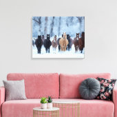 Paarden in de kou canvas afdruk (Insitu (Woonkamer))