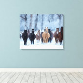 Paarden in de kou canvas afdruk (Insitu (Houten vloer))