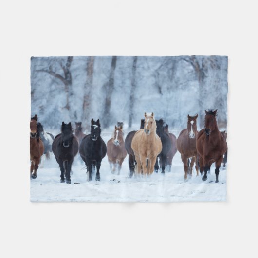 Paarden in de kou fleece deken (Voorkant (Horizontaal))