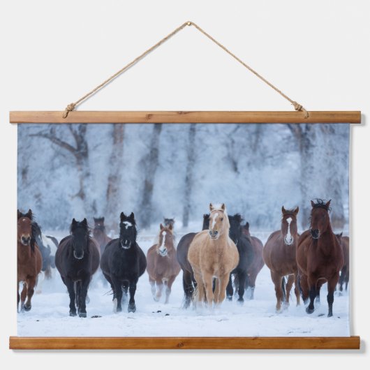 Paarden in de kou hangend wandkleed (Voorkant)