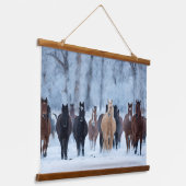 Paarden in de kou hangend wandkleed (Gebogen)