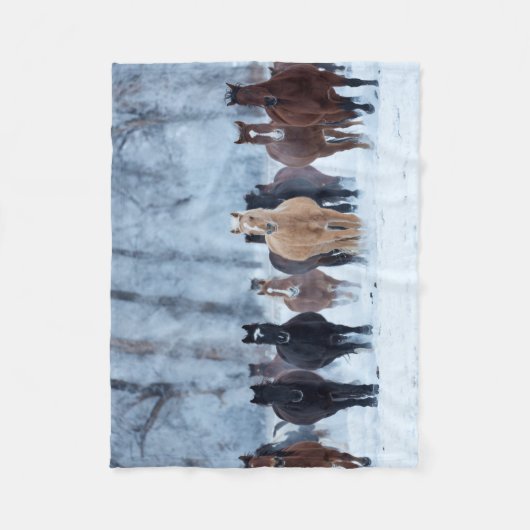 Paarden in de koude fleece deken (Voorkant)