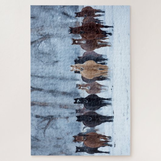 Paarden in de koude legpuzzel (Verticaal)