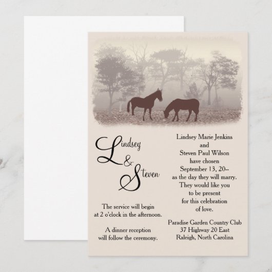 Paarden in de lijst kaart (Voorkant / Achterkant)