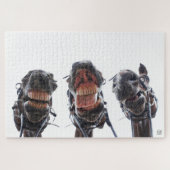 Paarden in de mond gekeken. 3 paarden lachend. legpuzzel (Horizontaal)