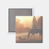 Paarden in de Morning Fog Magneet (Voorkant / Achterkant)