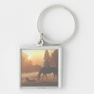 Paarden in de Morning Fog Sleutelhanger