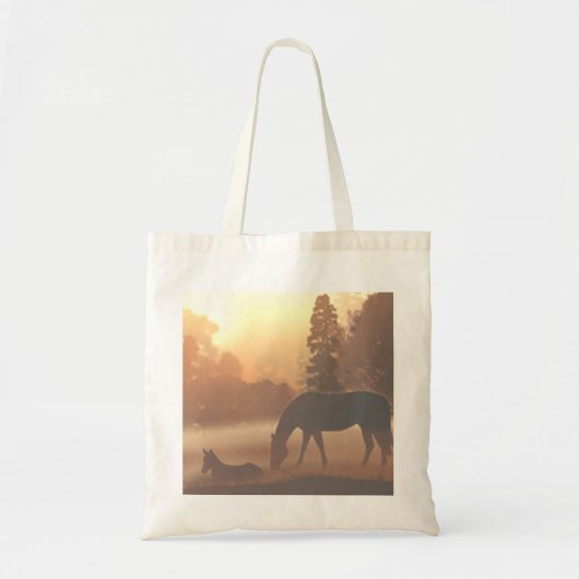 Paarden in de Morning Fog Tote Bag (Voorkant)