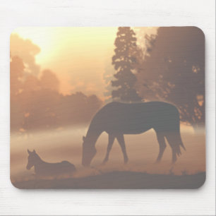 Paarden in de Morning Mist Muismat