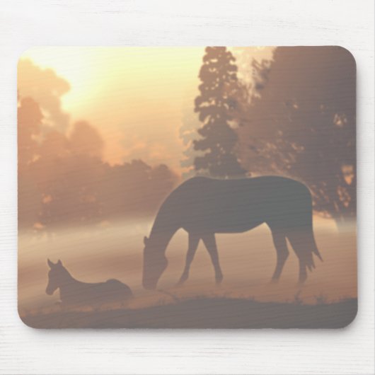 Paarden in de Morning Mist Muismat (Voorkant)