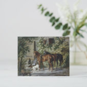 Paarden in de Porch (door Albrecht Adam) Briefkaart (Staand voorkant)