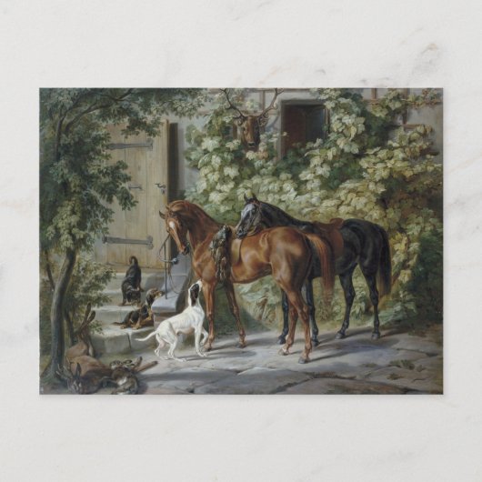 Paarden in de Porch (door Albrecht Adam) Briefkaart (Voorkant)