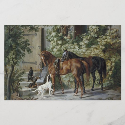Paarden in de Porch (door Albrecht Adam) Briefpapier (Voorkant)