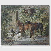 Paarden in de Porch (door Albrecht Adam) Cadeaupapier (Vlak)