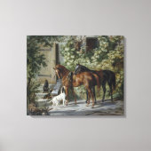 Paarden in de Porch (door Albrecht Adam) Canvas Afdruk (Voorkant)