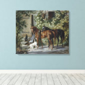 Paarden in de Porch (door Albrecht Adam) Canvas Afdruk (Insitu (Houten vloer))