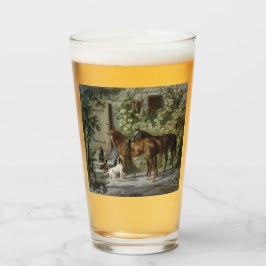 Paarden in de Porch (door Albrecht Adam) Glas