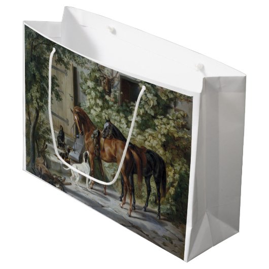 Paarden in de Porch (door Albrecht Adam) Groot Cadeauzakje (Voorkant Gekanteld)