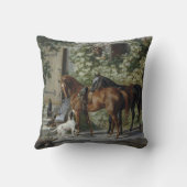 Paarden in de Porch (door Albrecht Adam) Kussen (Achterkant)